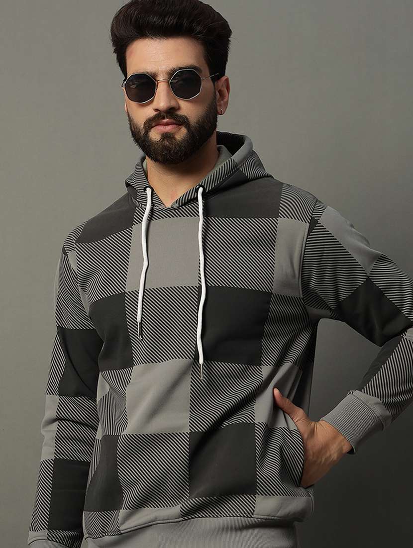 men long sleeve checkered sweatshirt  
