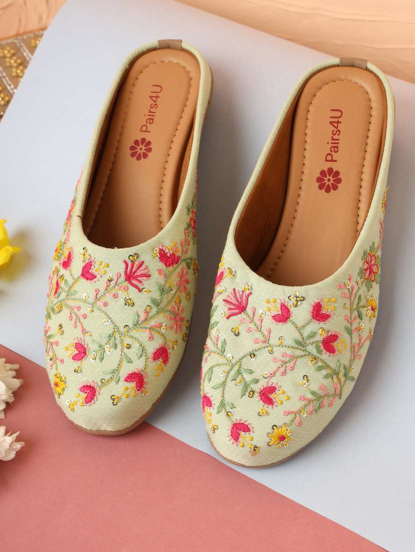 women embroidered slip on mules - 21662941 - Zoom Image - 0