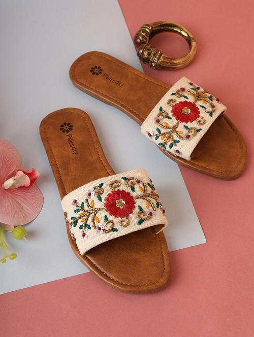 women embroidered slip on sandal - 21662972 -  Standard Image - 0