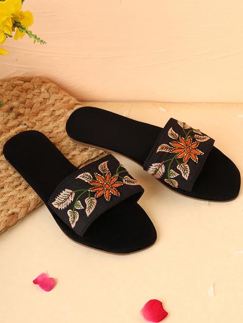 women embroidered slip on flat sandal - 21662975 -  Standard Image - 0