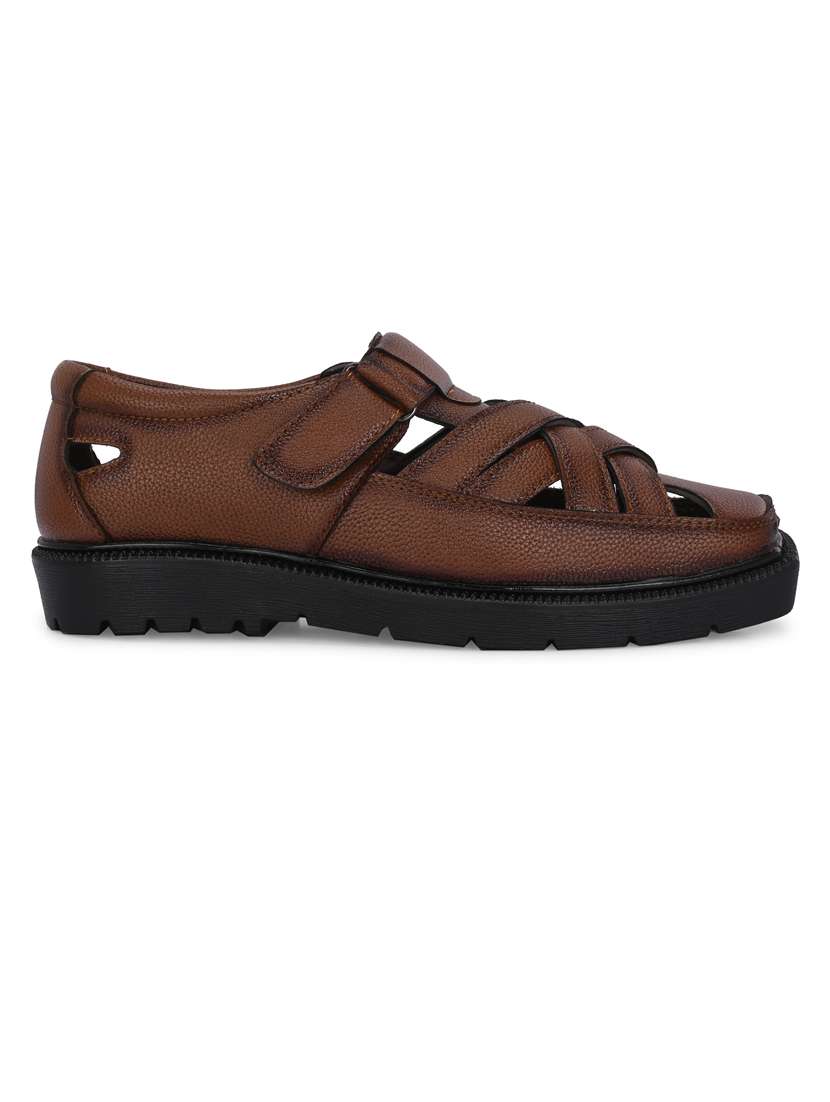 men tan solid slip on sandal - 21663016 -  Standard Image - 2