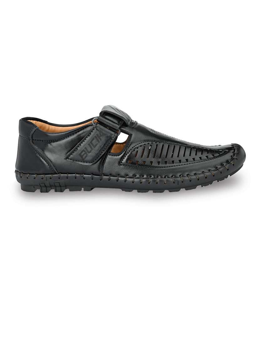 men black slip on sandal - 21663027 -  Standard Image - 2