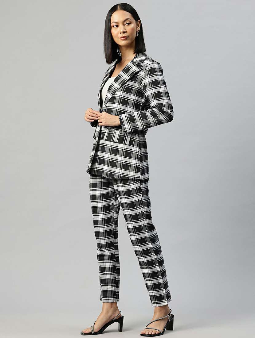 women black checks blazer & trousers co-ords set - 21663358 -  Standard Image - 2