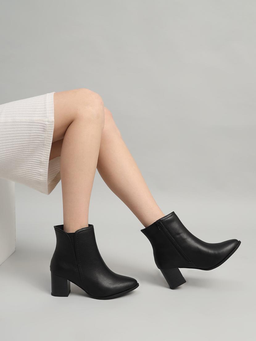 black pu high-end-fashion stylish ankle boots - 21663404 -  Zoom Image - 0