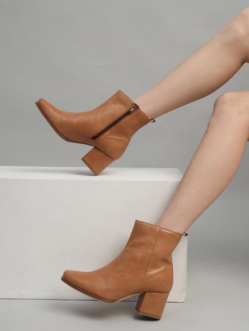 tan pu high-end-fashion stylish ankle boots - 21663412 - Standard Image - 0