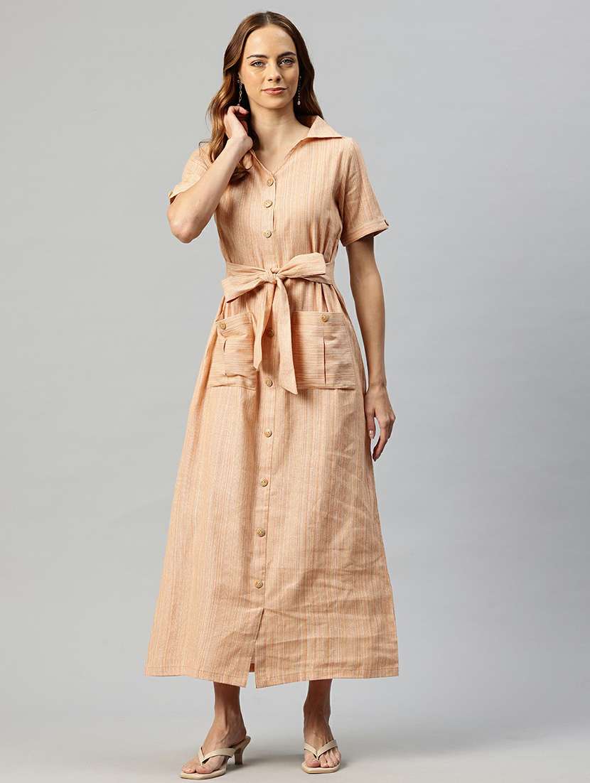 women short sleeves solid a-line dress