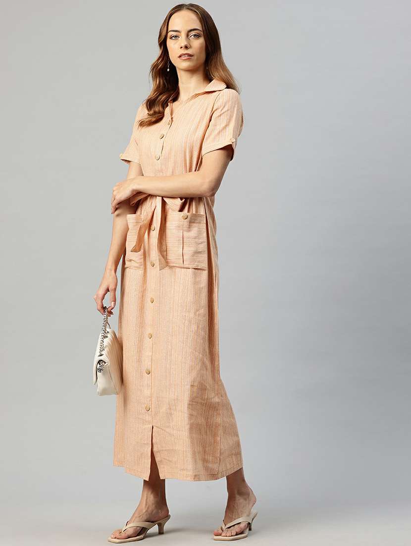 women short sleeves solid a-line dress - 21663449 -  Standard Image - 2
