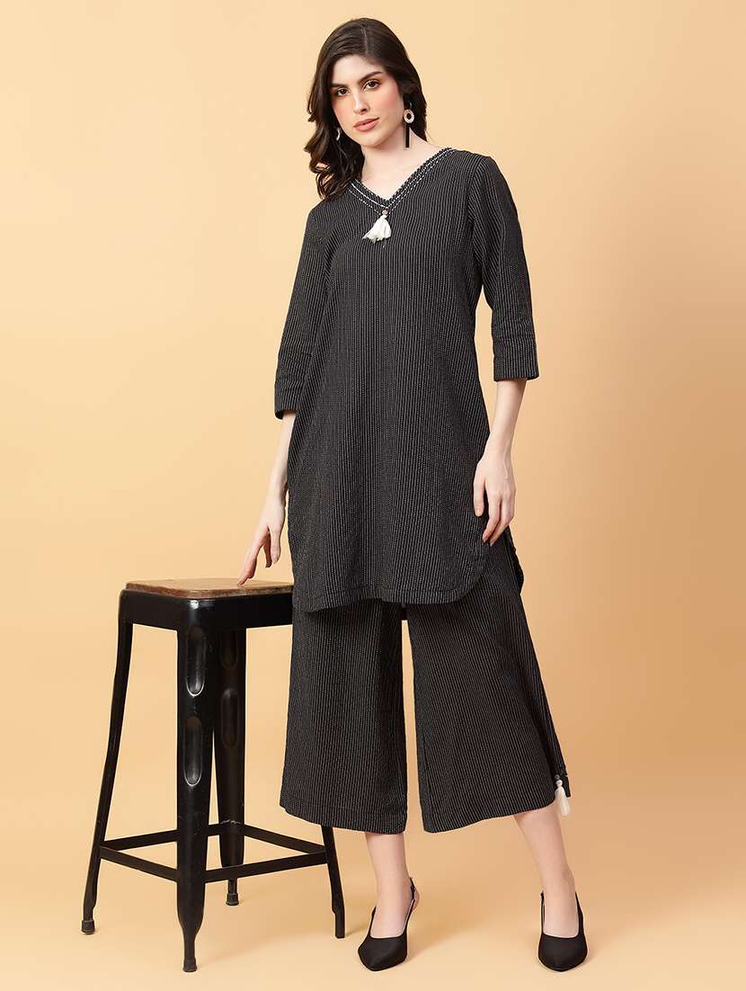 women three quarter sleeve ethnic co-ord set