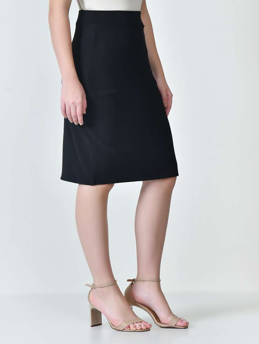 women black solid pencil skirt - 21663701 - Standard Image - 2