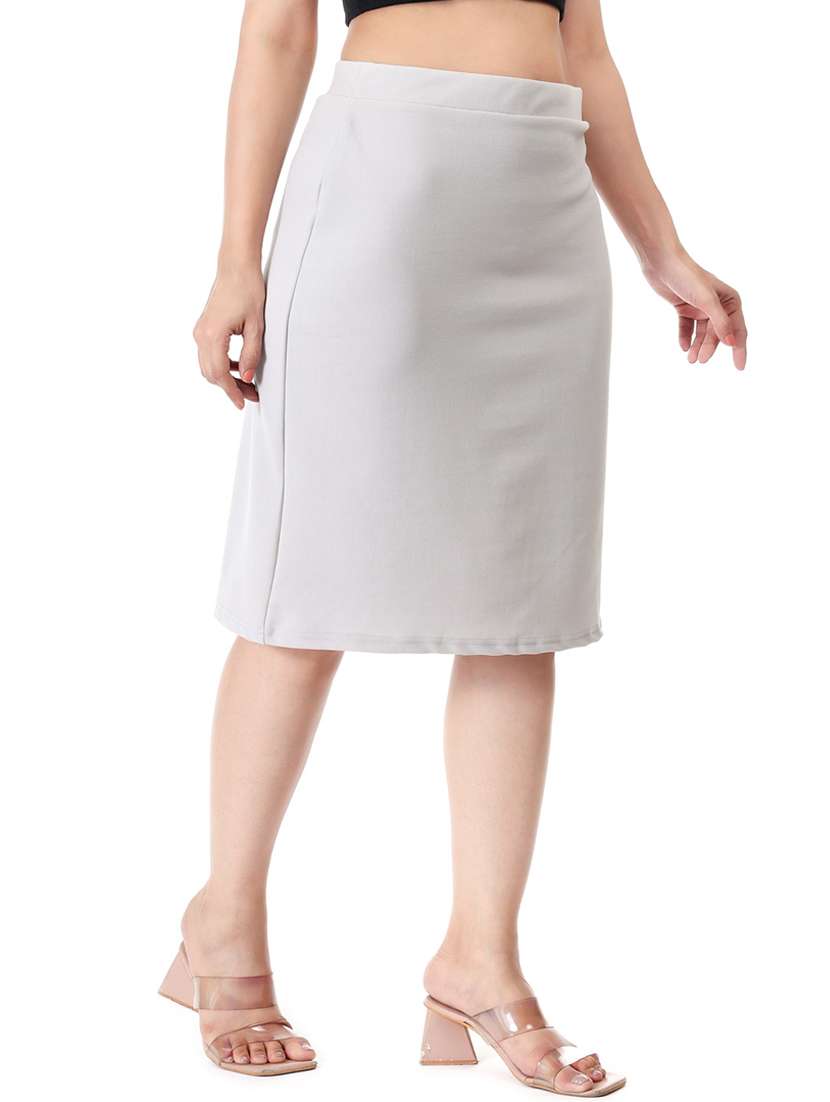 women white solid pencil skirt - 21663703 - Standard Image - 2