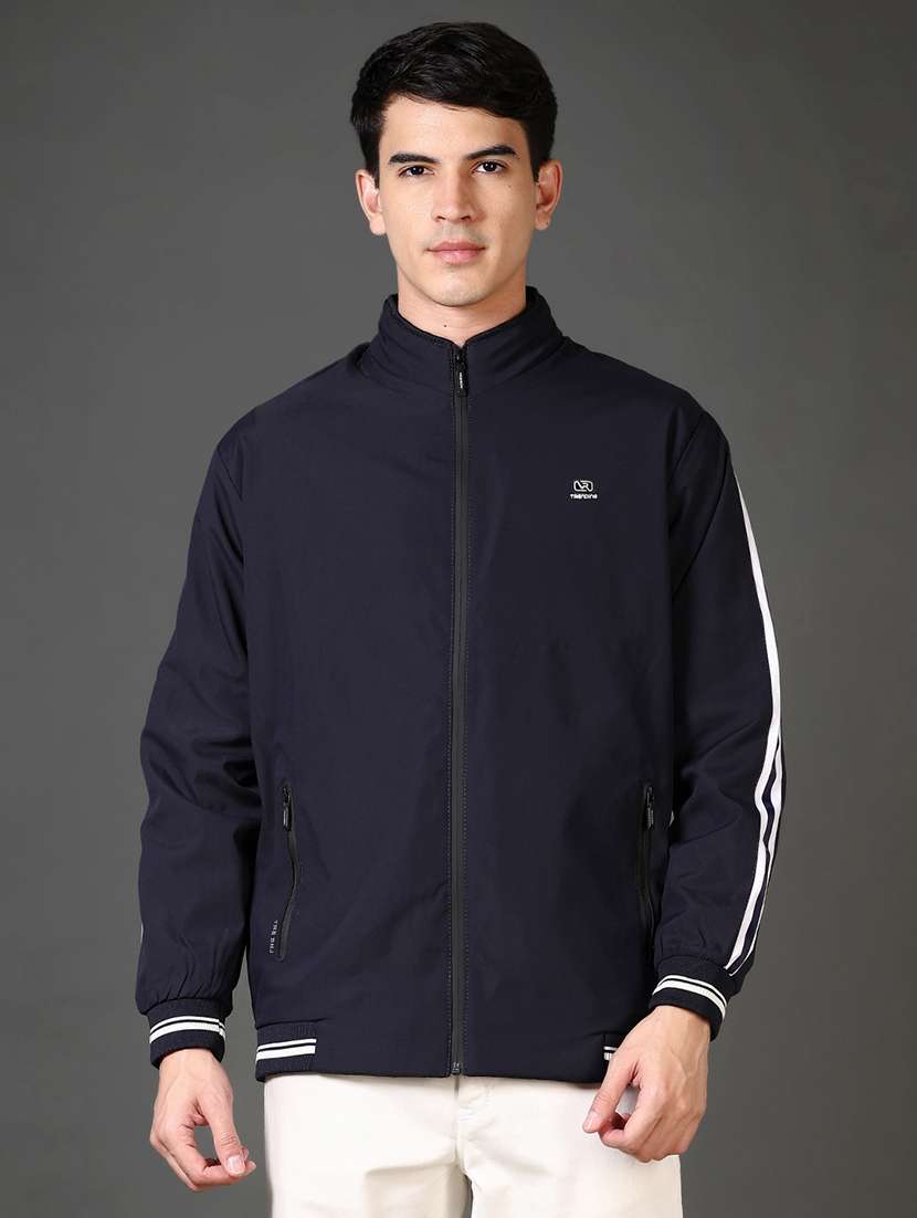 men long sleeves taped bomber jacket