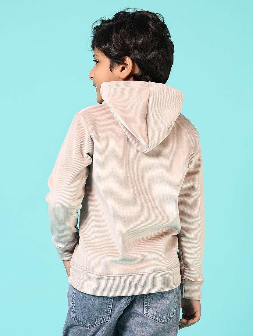 boys beige front print hooded sweatshirt - 21663754 -  Standard Image - 2