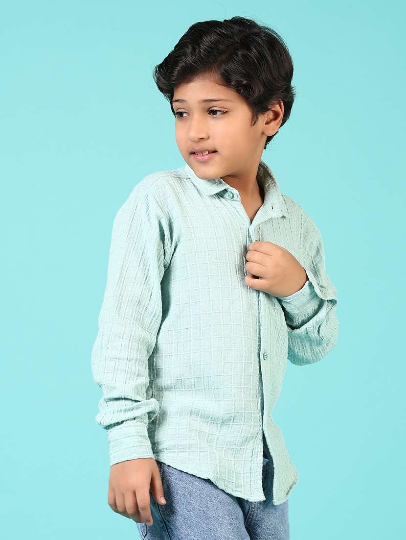 boys textured collared long sleeves shirt - 21663772 -  Standard Image - 2