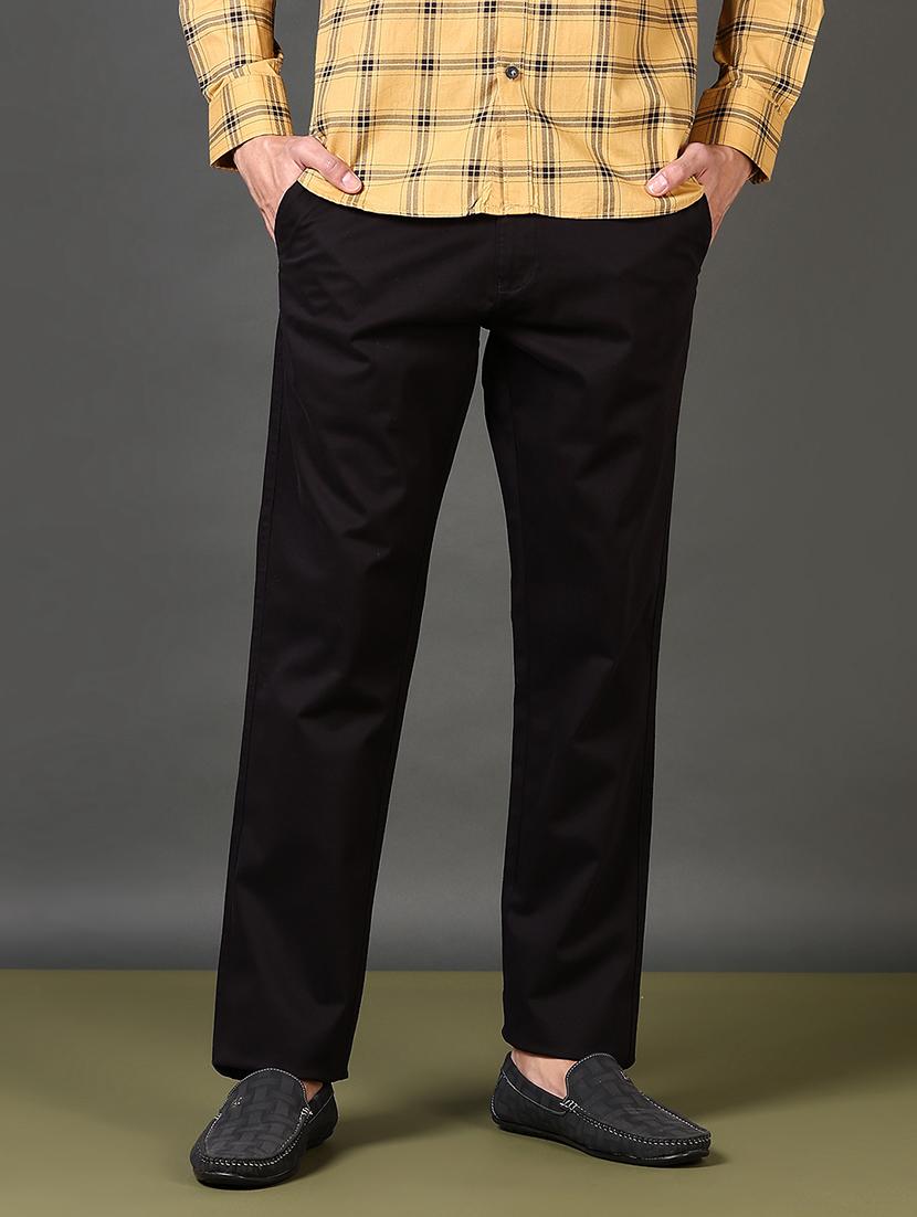 men solid mid rise flat front casual trouser - 21663778 - Zoom Image - 0