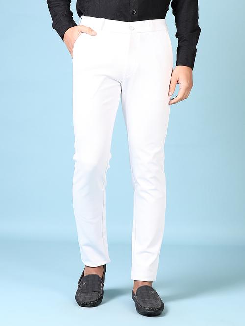 men solid mid rise flat front casual trouser - 21663783 -  Standard Image - 0