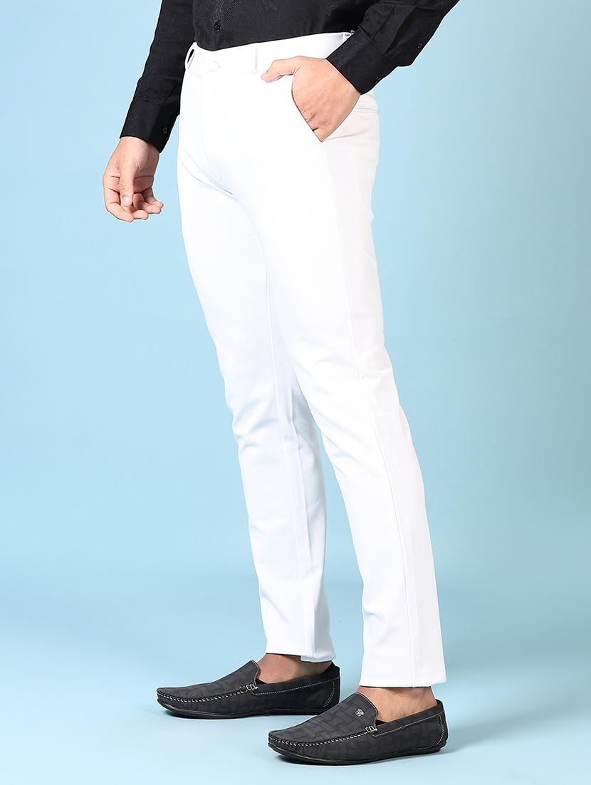 men solid mid rise flat front casual trouser - 21663783 - Standard Image - 2