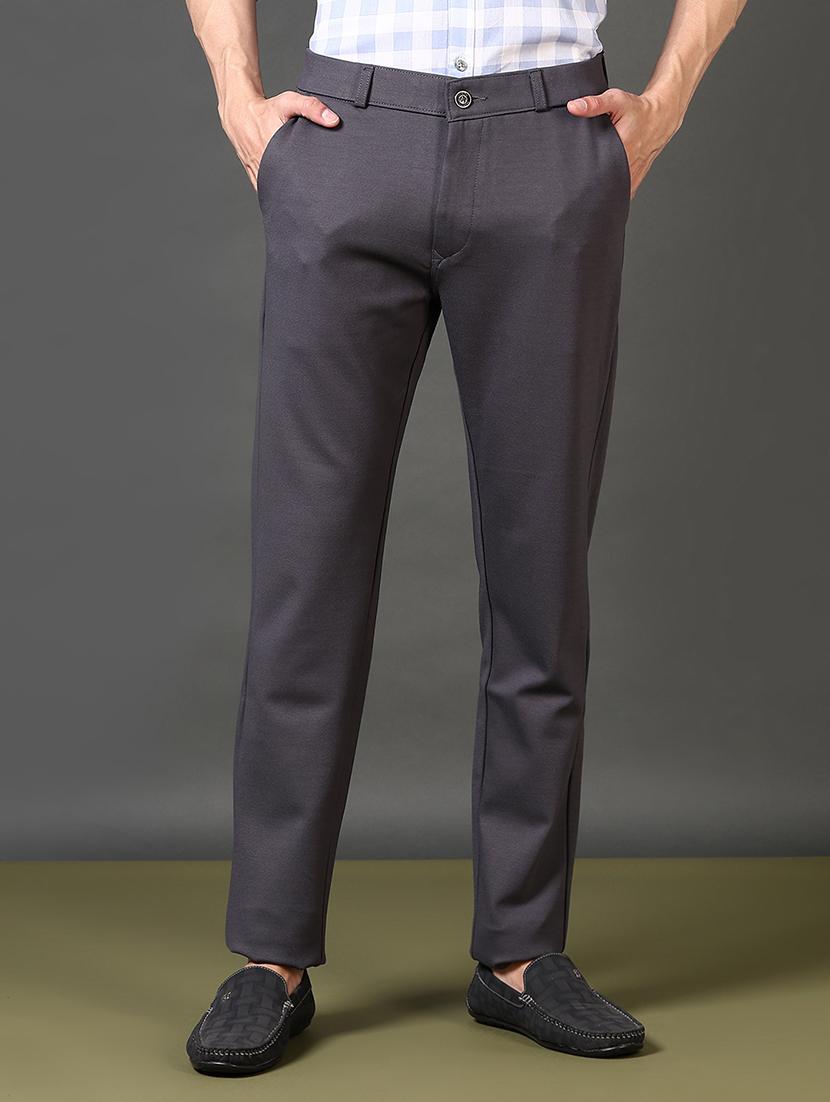 men solid mid rise flat front casual trouser - 21663786 - Zoom Image - 0