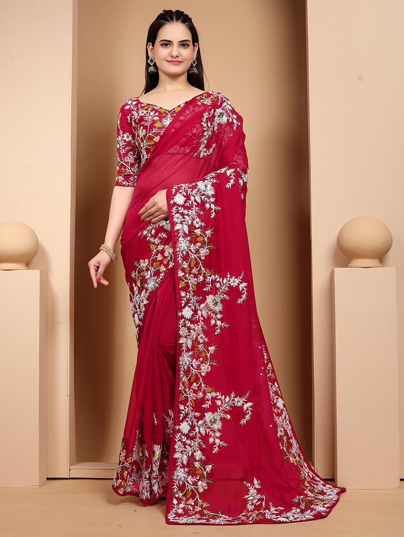 women pink embroidered saree with blouse - 21663924 - Zoom Image - 0