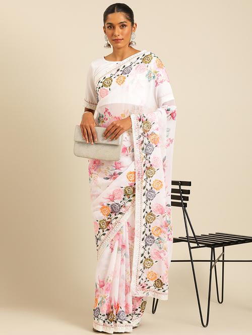 women floral printed saree with blouse - 21663934 - Standard Image - 0