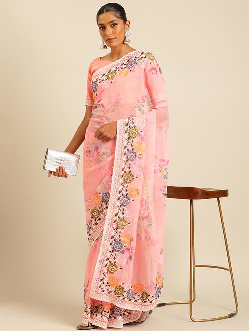 women floral printed saree with blouse - 21663936 - Standard Image - 0