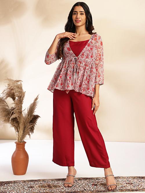 women floral top & trouser co-ords set - 21663998 - Standard Image - 0