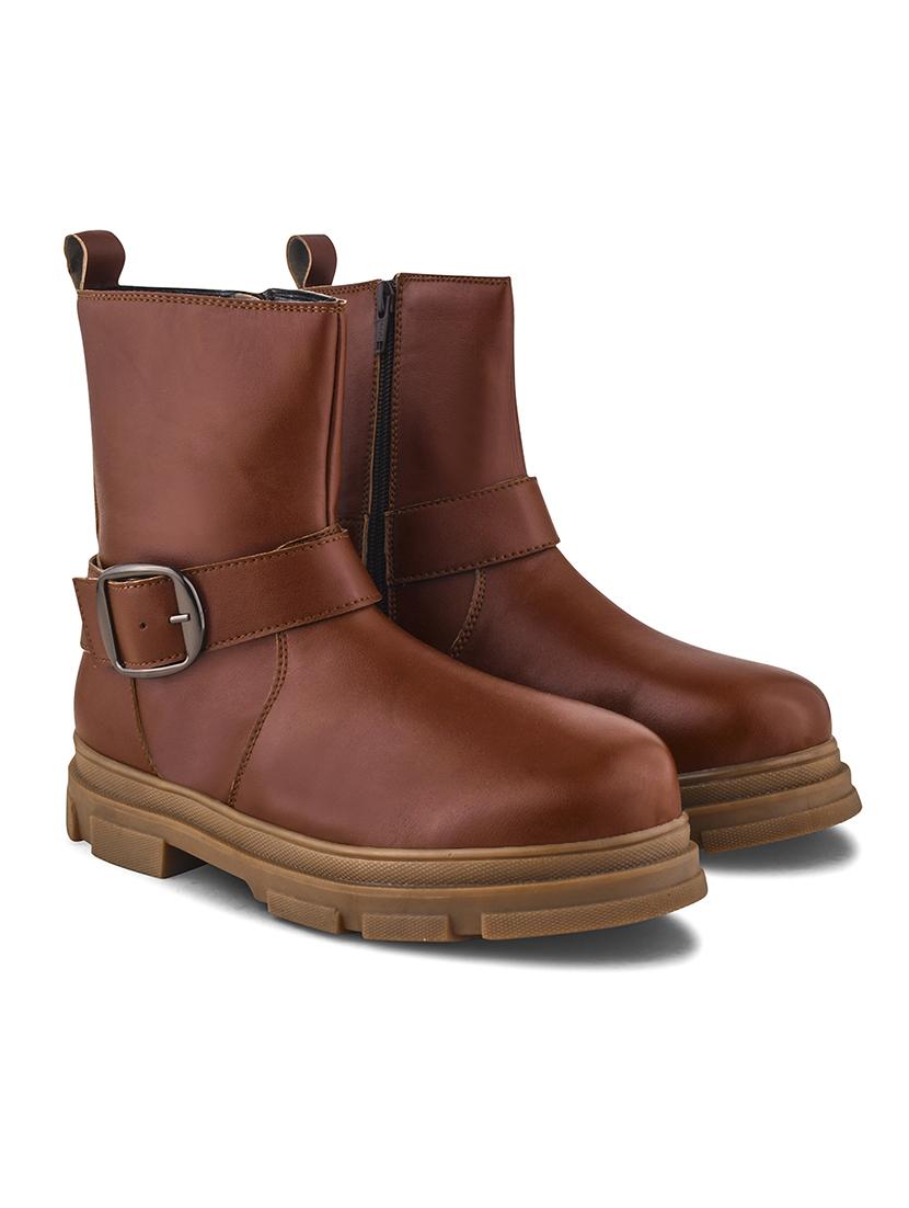 women tan solid ankle boots - 21664000 - Standard Image - 2
