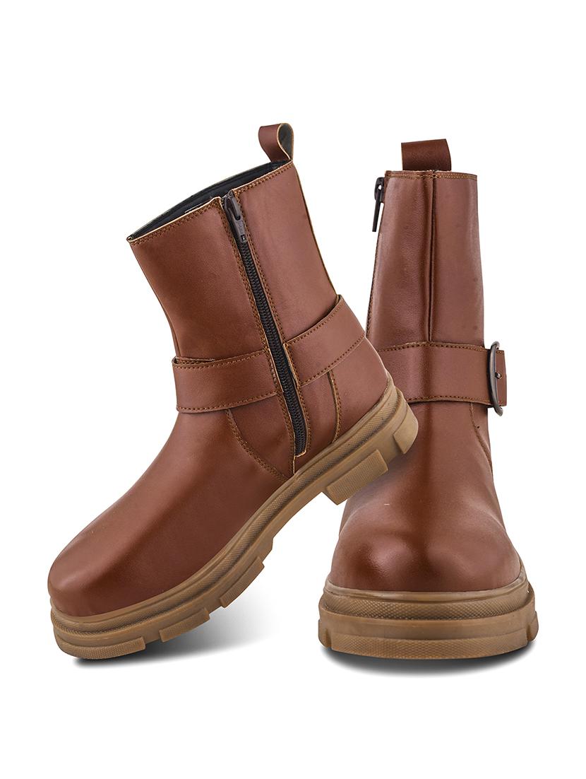 women tan solid ankle boots - 21664000 - Standard Image - 7