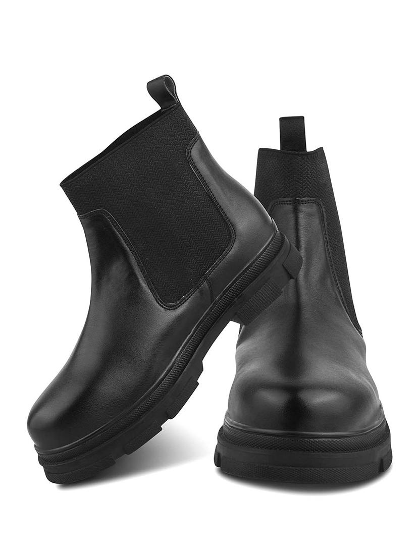 women black solid ankle boots - 21664001 - Standard Image - 7