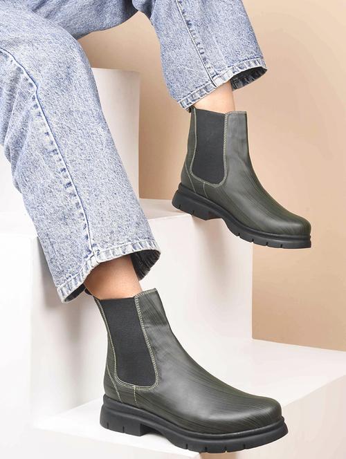 women green solid ankle boots - 21664003 -  Standard Image - 0