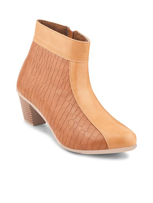 women tan textured ankle boot - 21664356 - Standard Image - 0