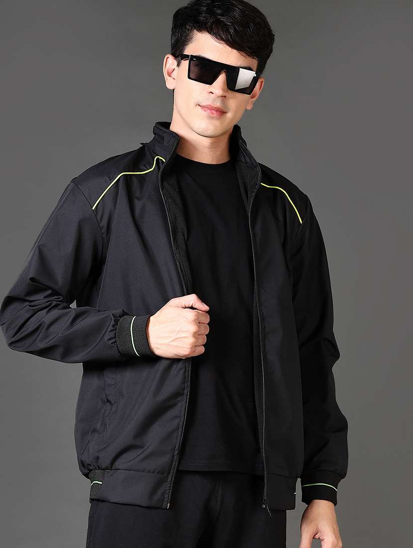 men long sleeves solid bomber jacket