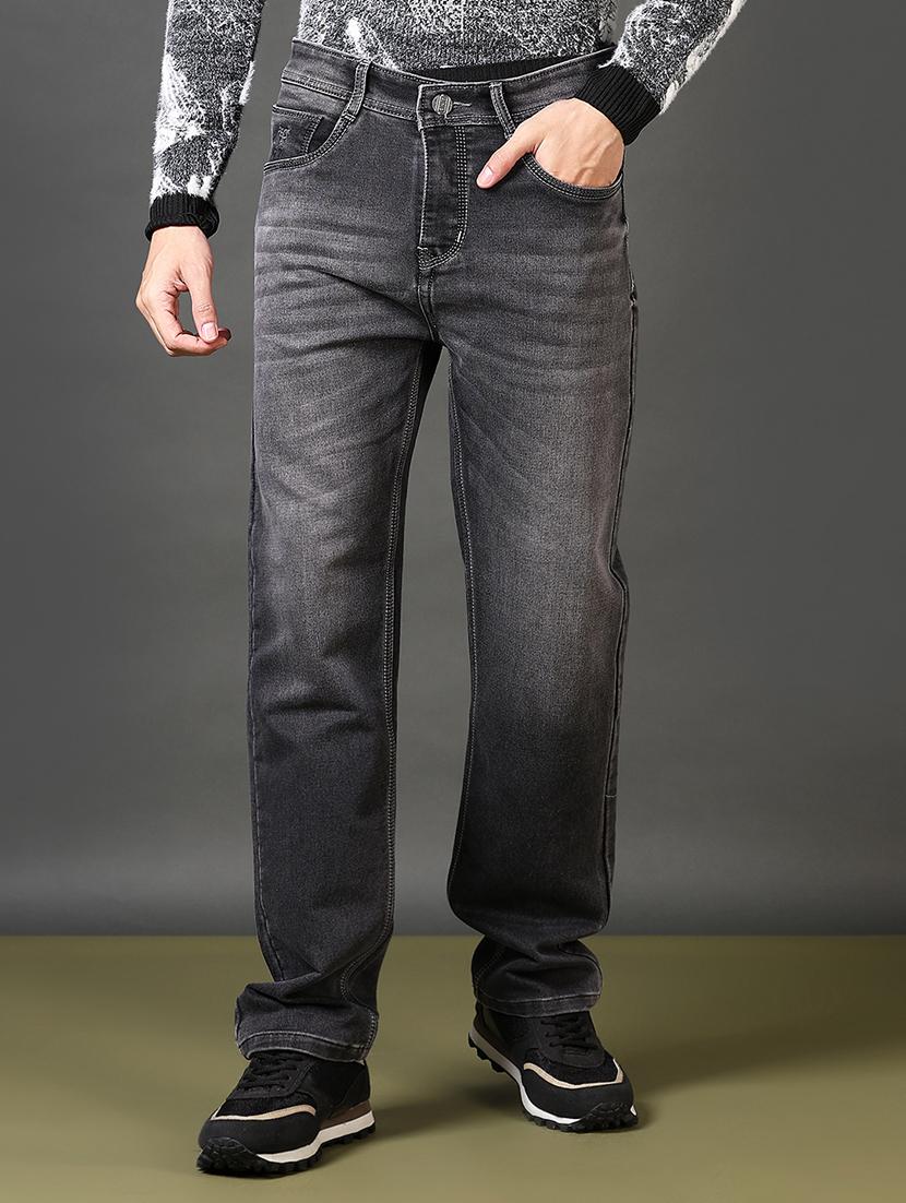 men solid mid rise full length straight fit jeans