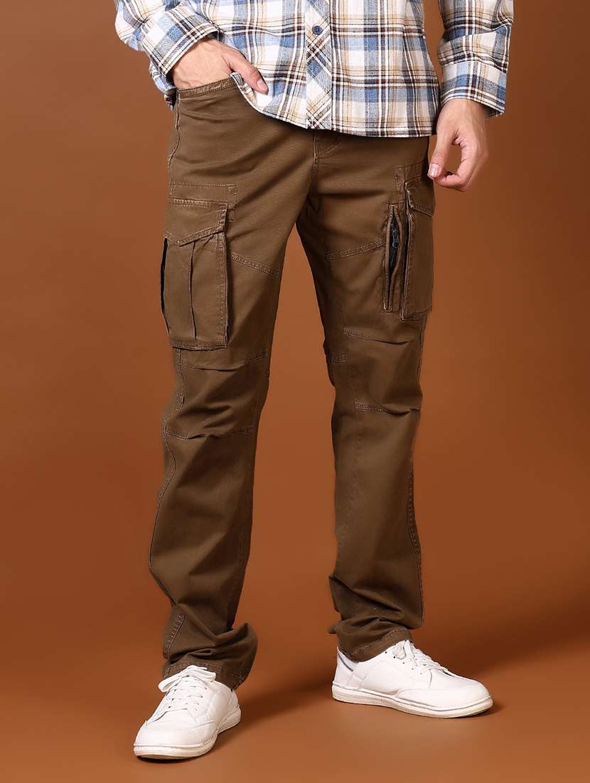 men solid mid rise regular fit cargo - 21664533 -  Standard Image - 2