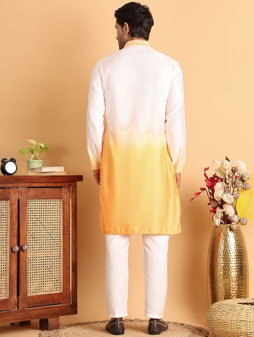 men mandarin neck embroidered kurta pyjama set - 21664835 - Standard Image - 2