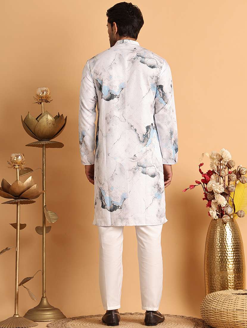 men mandarin neck embroidered kurta pyjama set - 21664838 -  Standard Image - 2
