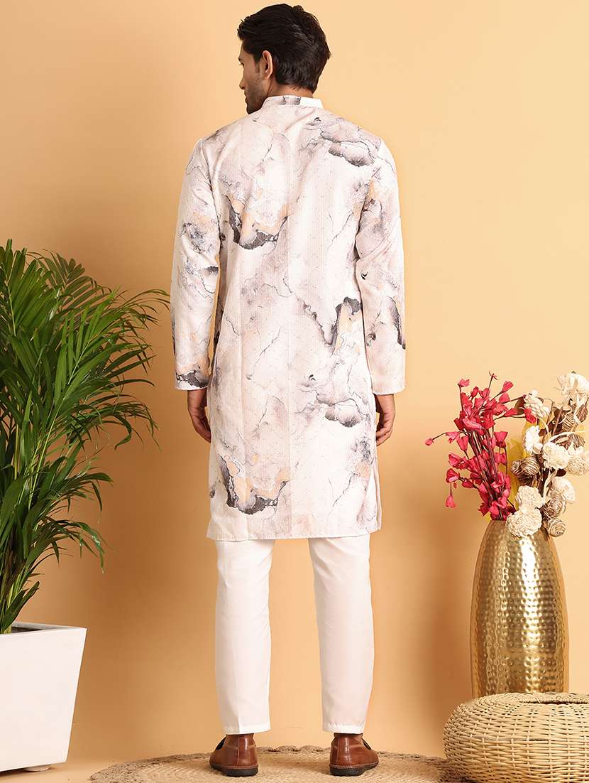 men mandarin neck embroidered kurta pyjama set - 21664839 -  Standard Image - 2
