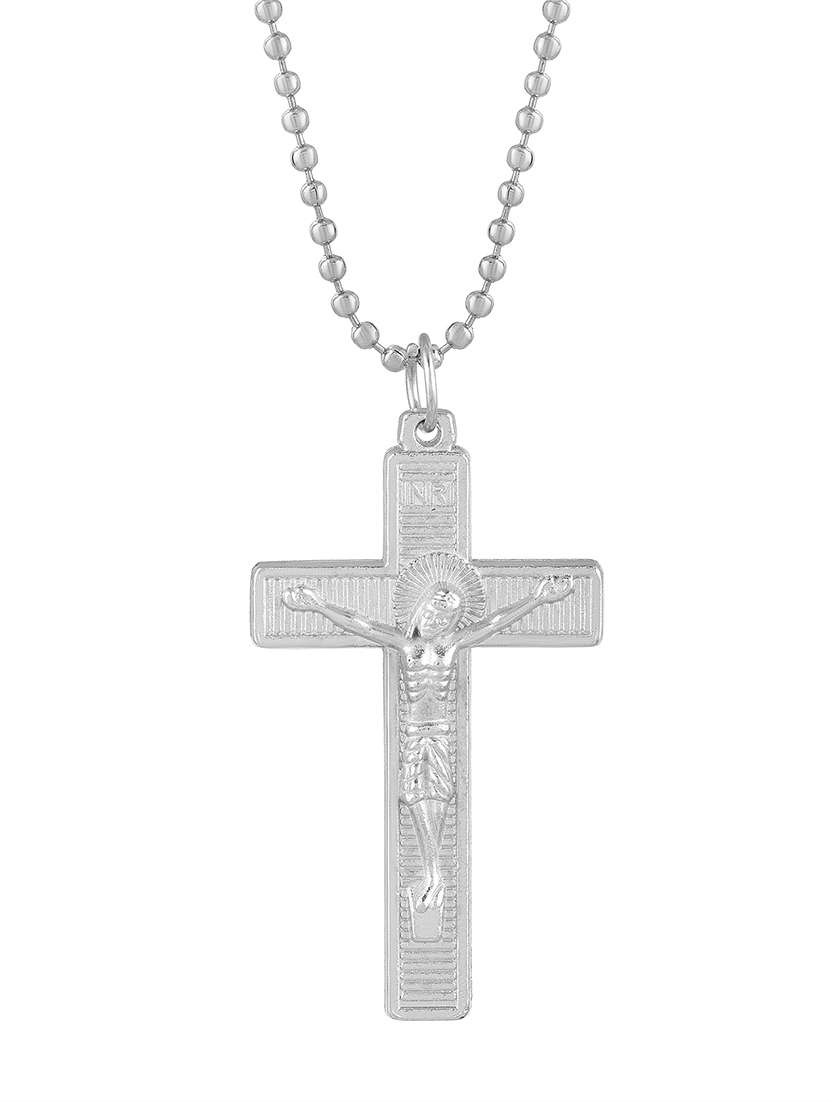 men saint praying jesus cross pendant with chain - 21664934 -  Standard Image - 2