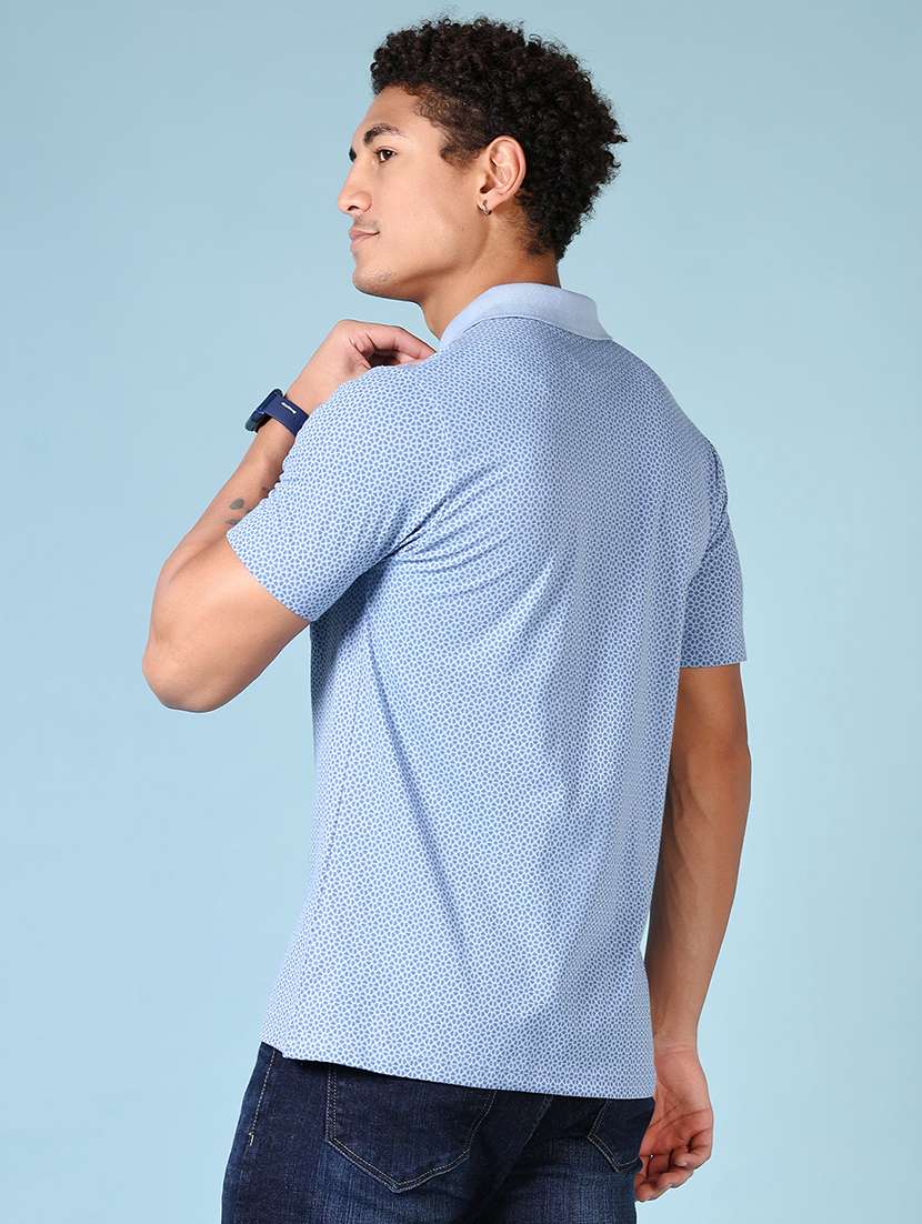 men printed short sleeve polo t-shirt - 21665107 -  Standard Image - 2