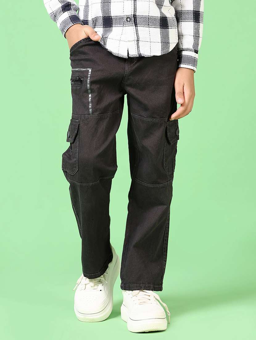 kids mid rise plain cargo