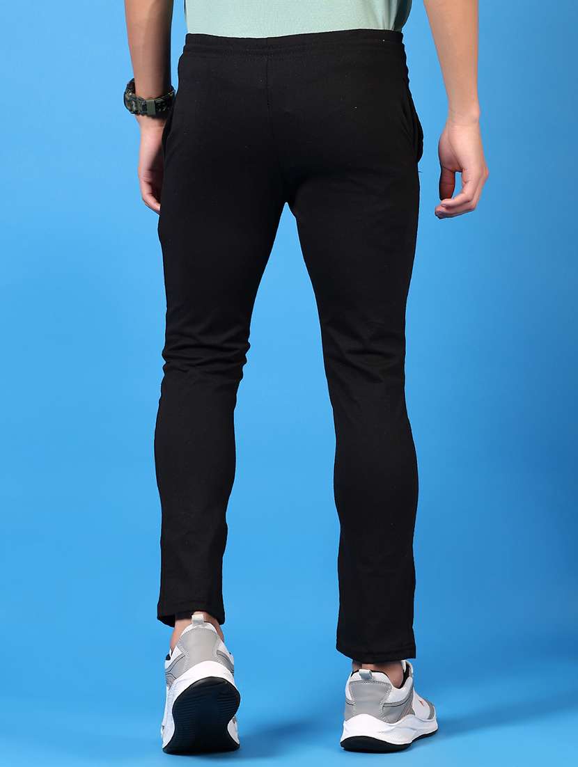 men black solid mid rise full length track pant - 21665114 - Standard Image - 2