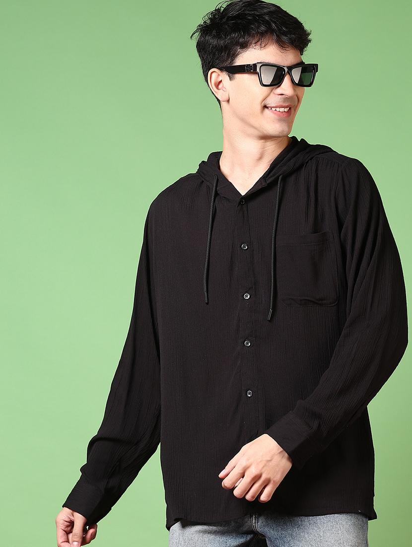 men hooded loose fit casual shirt - 21665130 - Zoom Image - 0