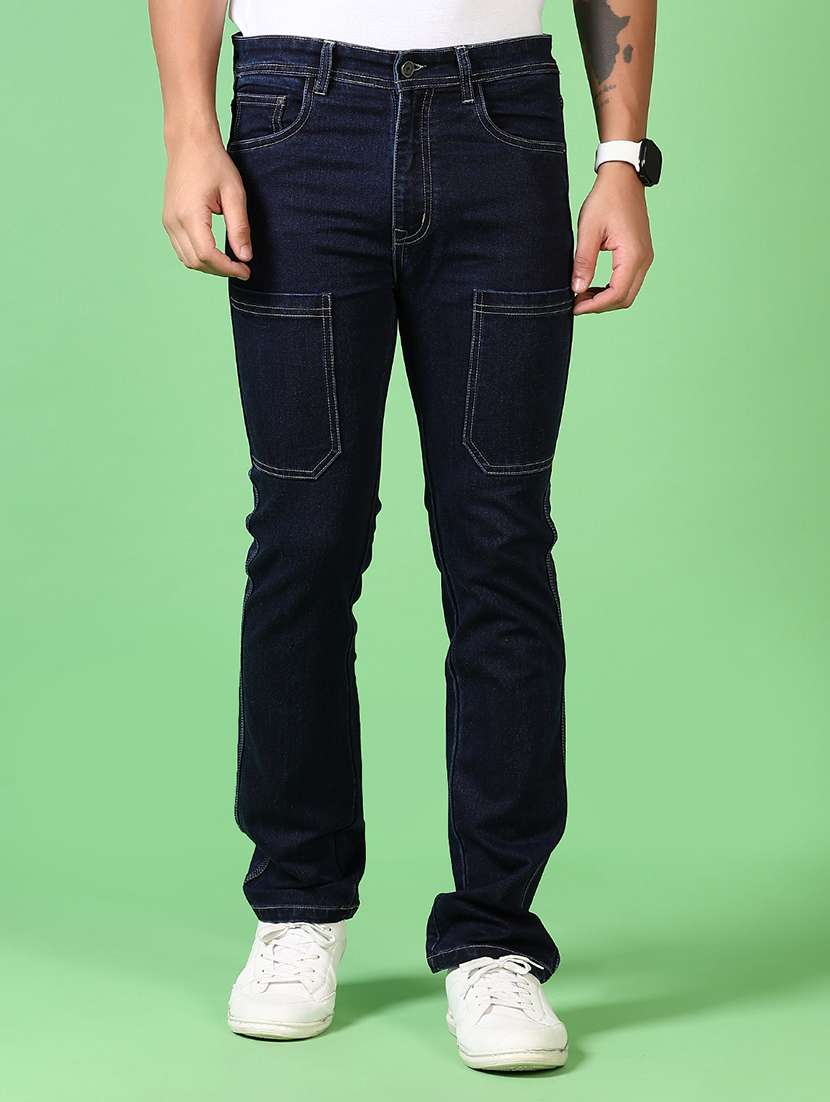 men solid mid rise cargo