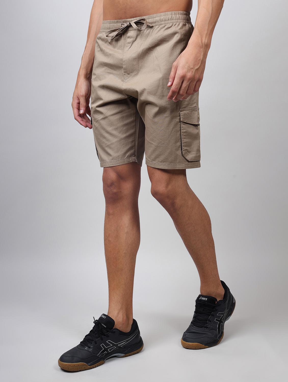 men mid rise solid cargo shorts - 21665285 - Standard Image - 2