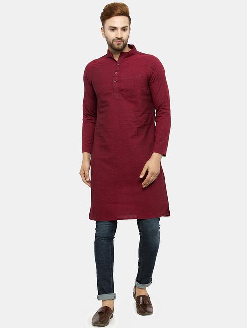 men mandarin neck solid long kurta - 21665346 -  Standard Image - 0