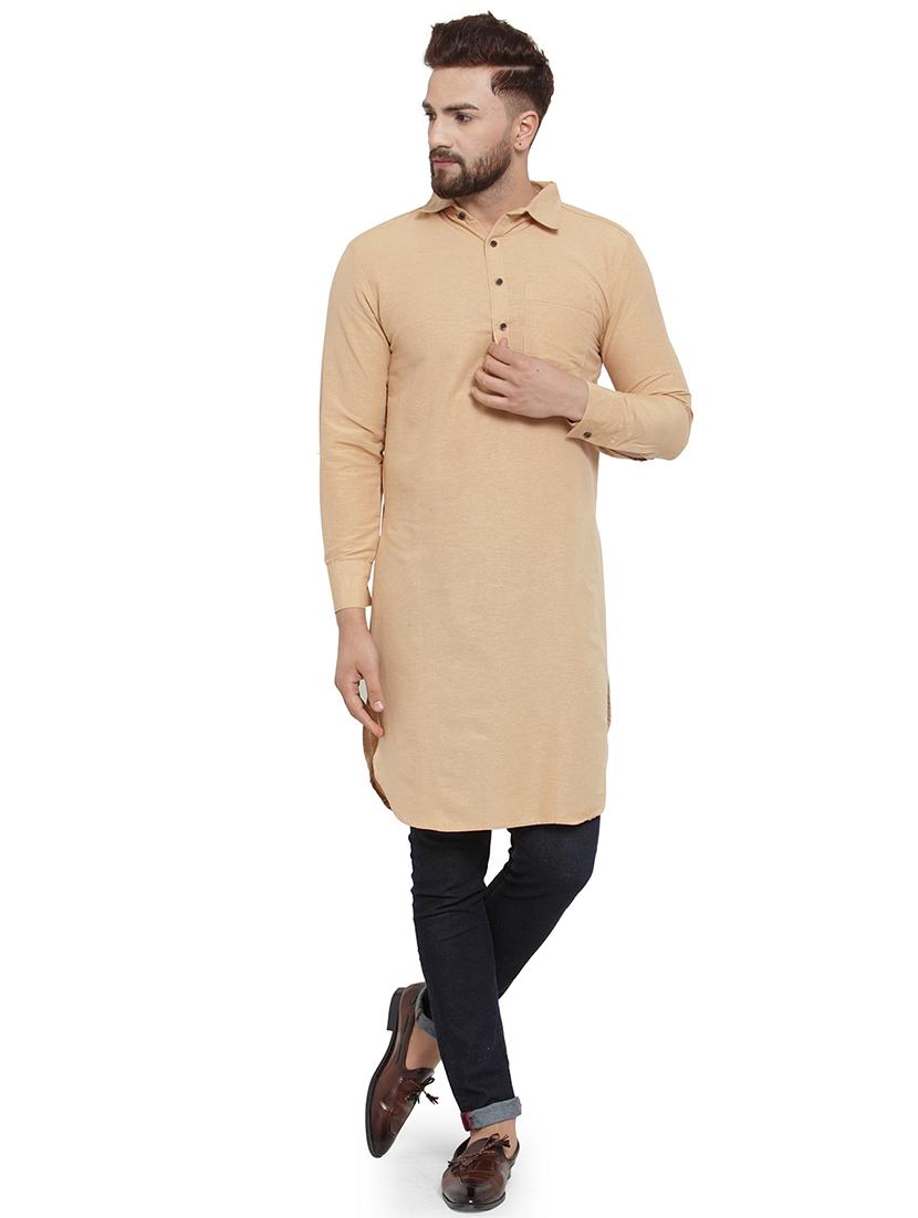 men long sleeves solid long kurta - 21665352 -  Zoom Image - 0