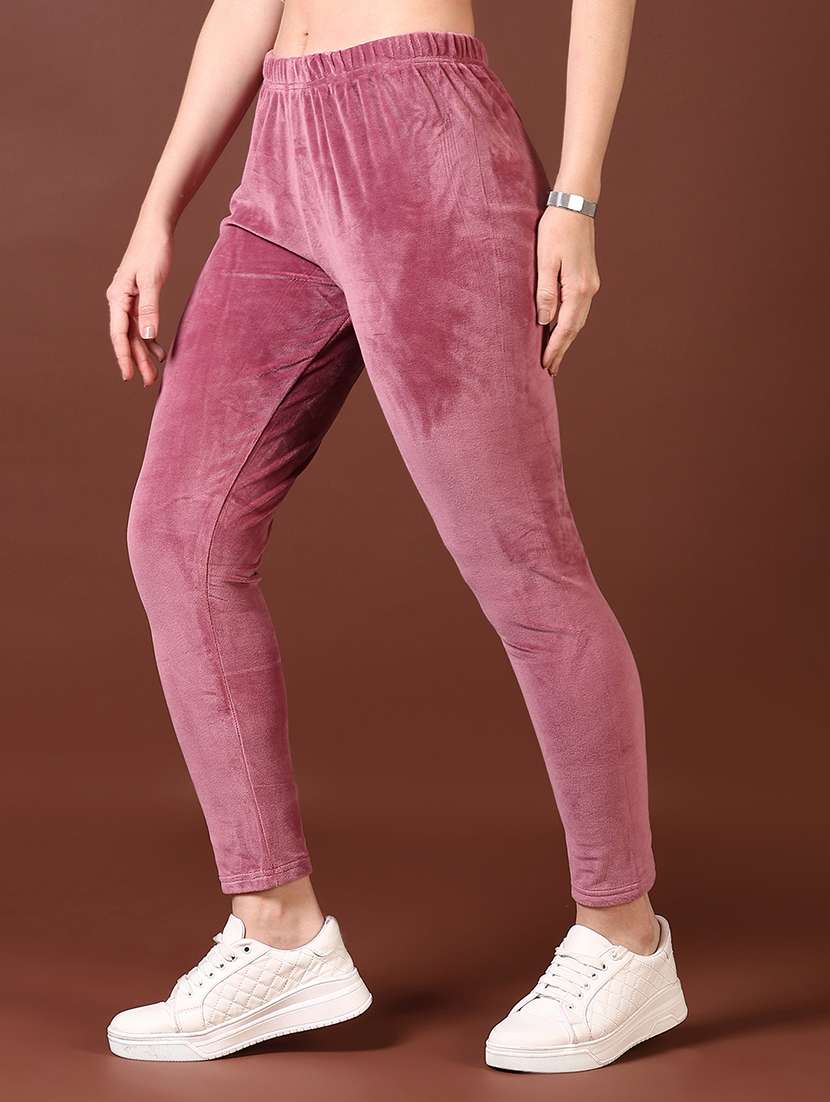 women pink solid ankle length leggings - 21665371 -  Standard Image - 2