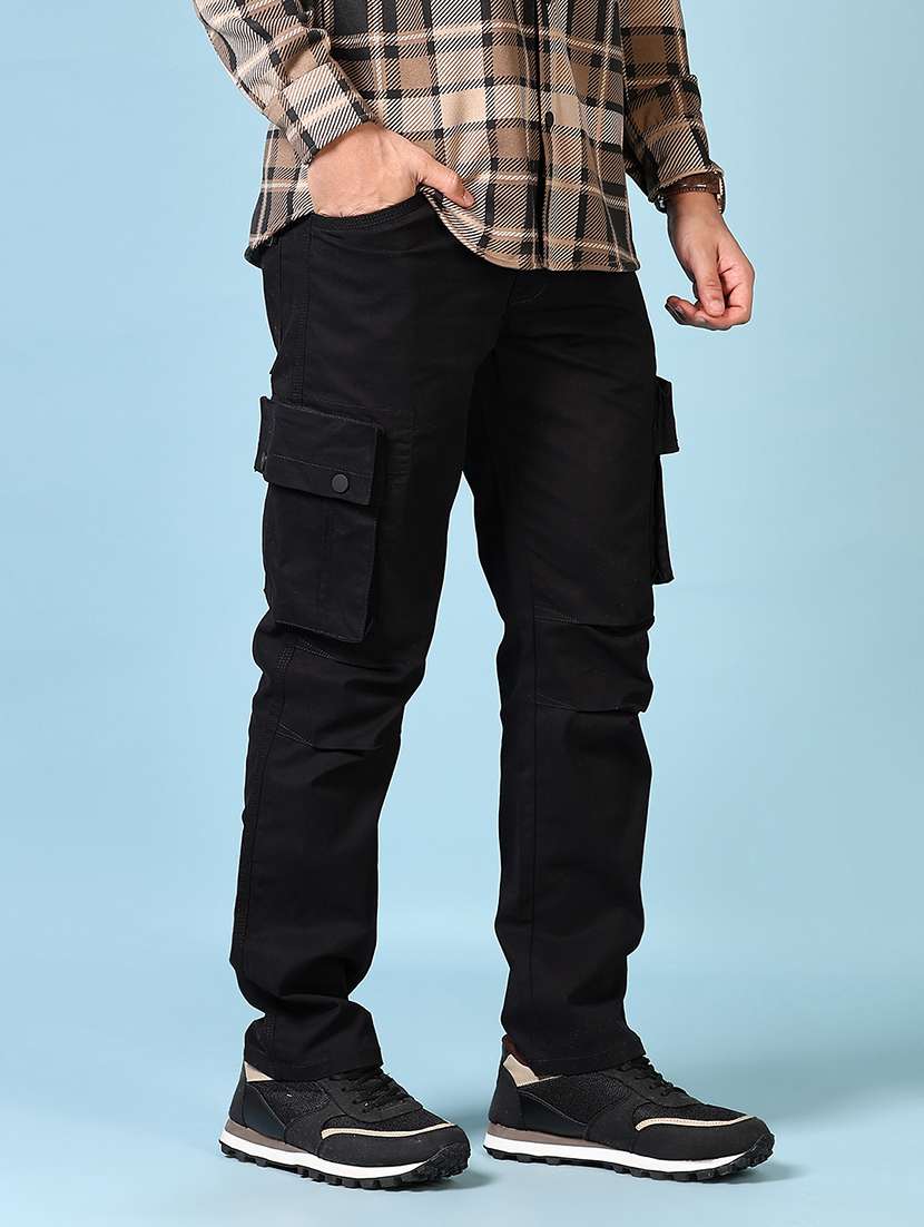 men solid mid rise regular fit cargo - 21665390 -  Standard Image - 2