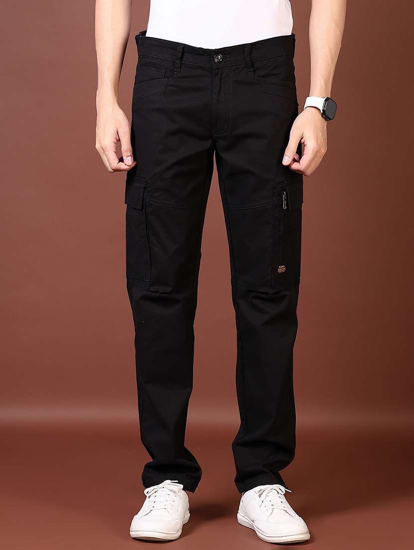 men solid mid rise regular fit cargo - 21665392 -  Standard Image - 2