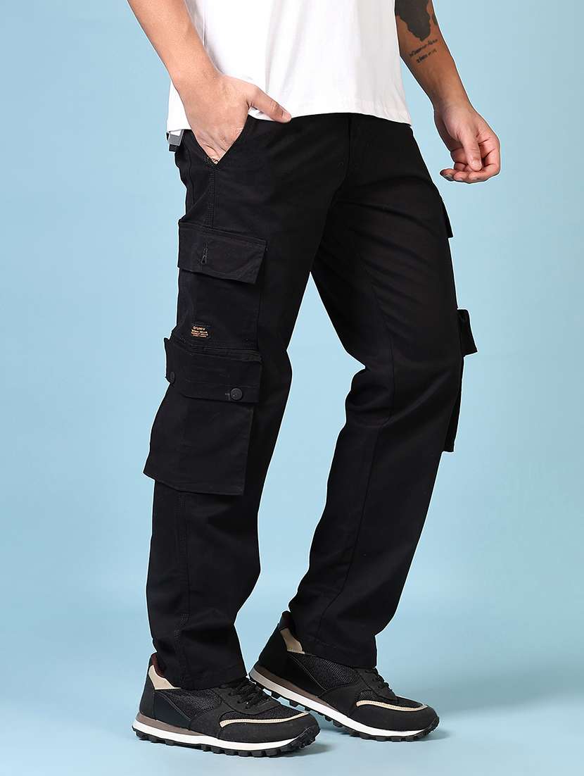 men solid mid rise regular fit cargo - 21665397 - Standard Image - 2