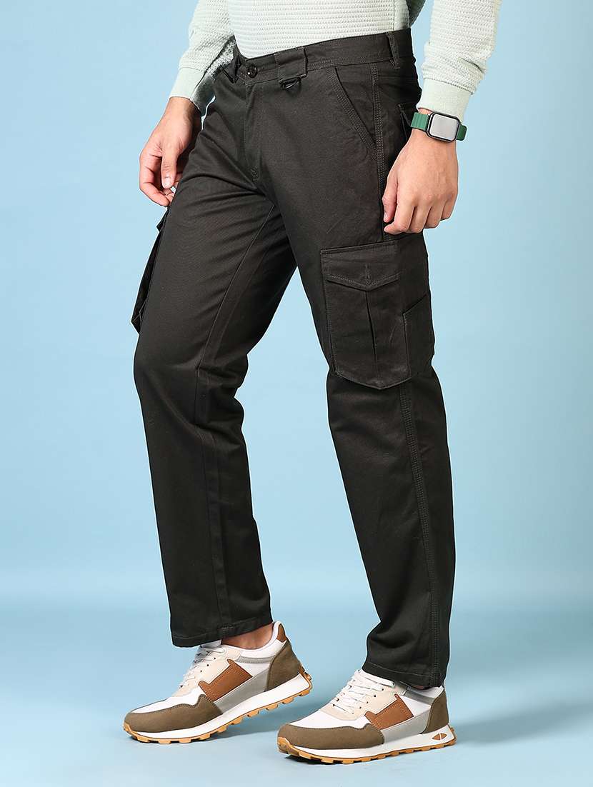 men solid mid rise regular fit cargo - 21665398 -  Standard Image - 2